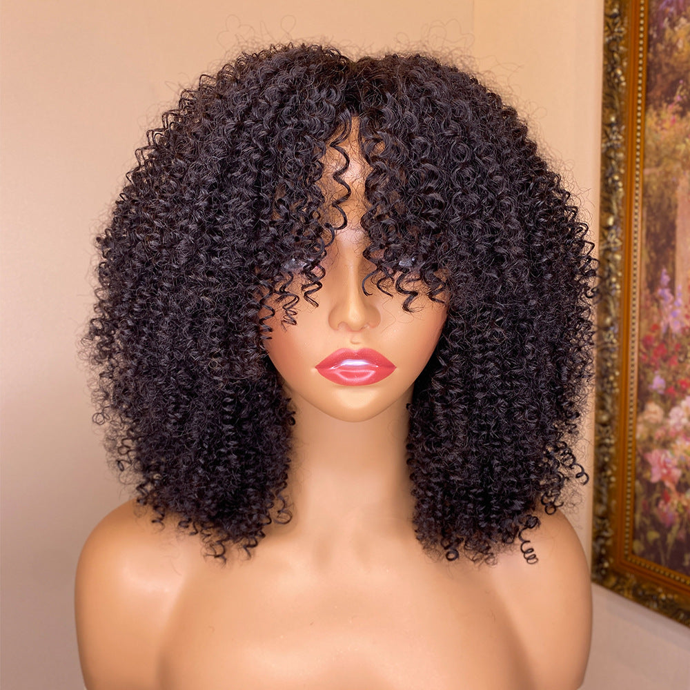 Kinky Curly Human Hair Wigs With Bangs Kinky Curly Human Hair Wigs With Bangs